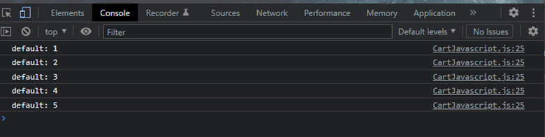 Output of console count method in JavaScript
