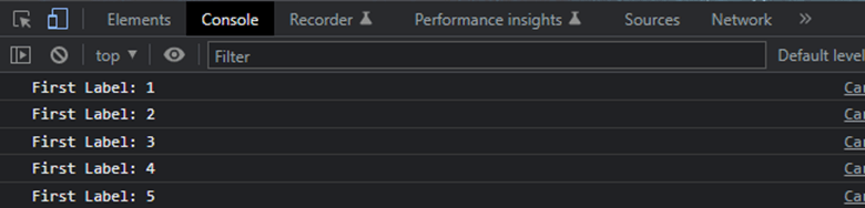 Output of console count method in JavaScript