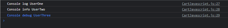 Output of console debug method in JavaScript