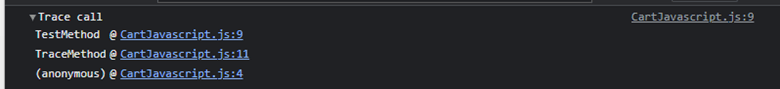 Output of console trace method in JavaScript
