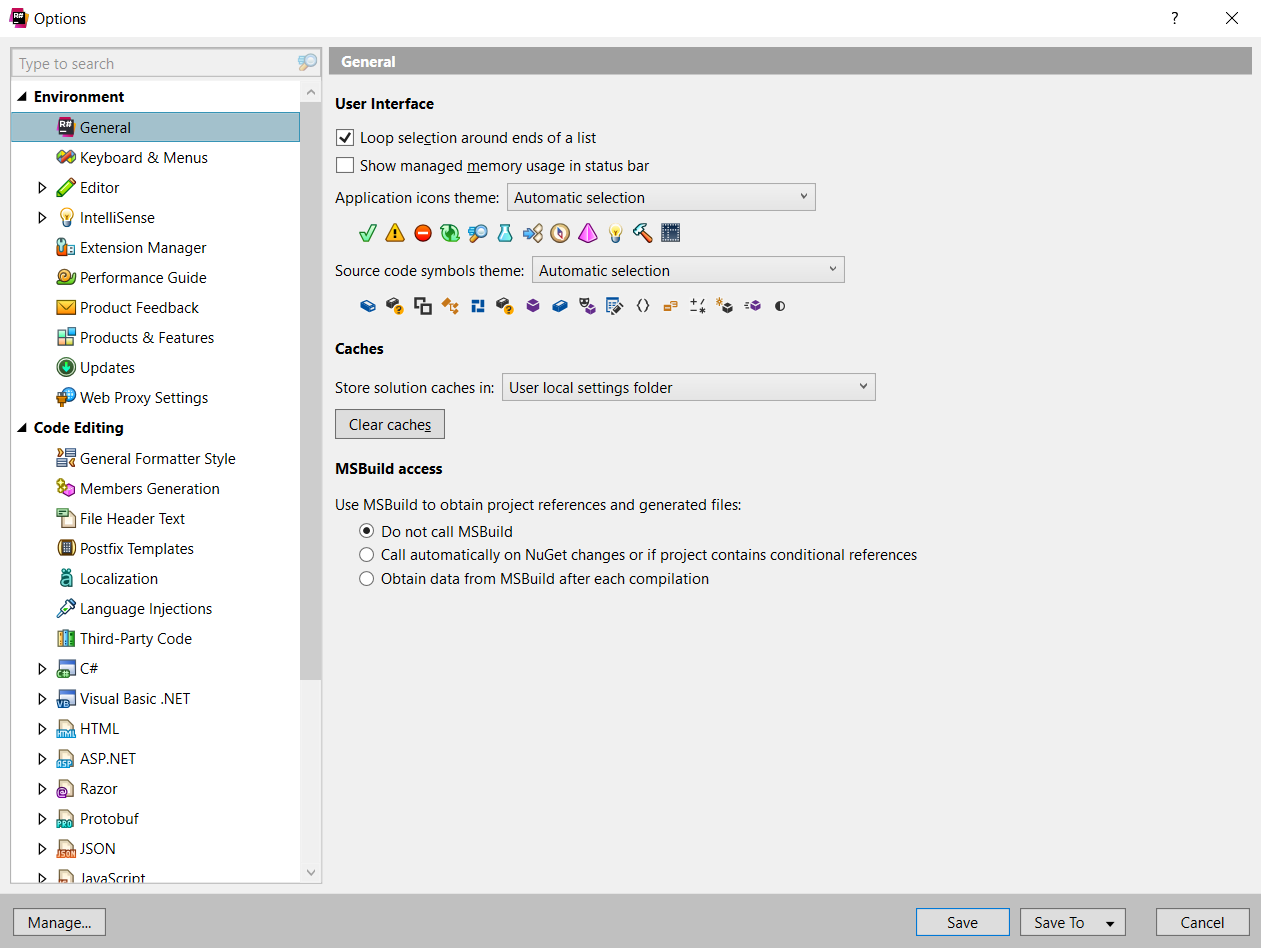 Options in ReSharper