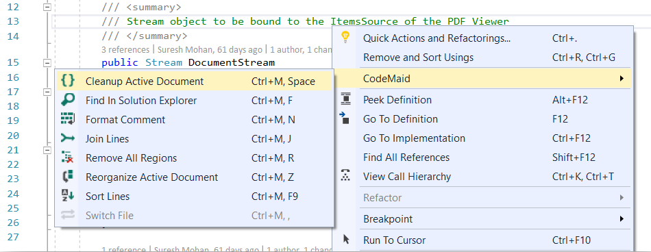 Options in CodeMaid