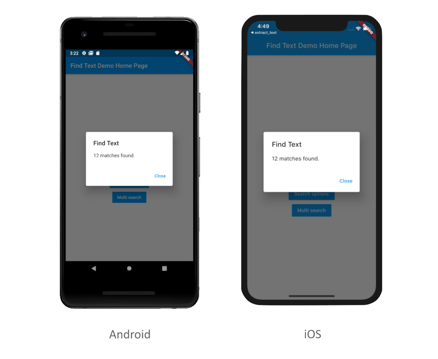Find text with search options in PDF in Flutter