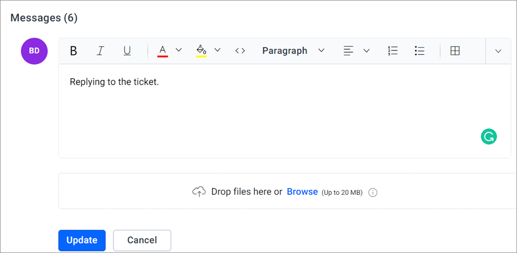 Replying to a ticket
