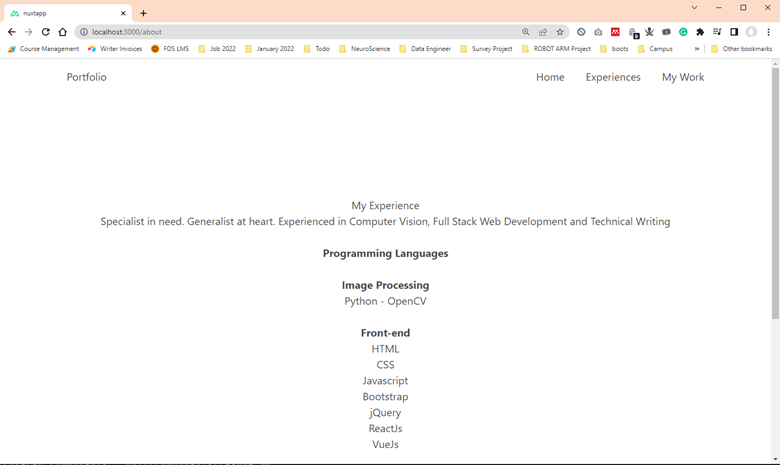 My Experience page