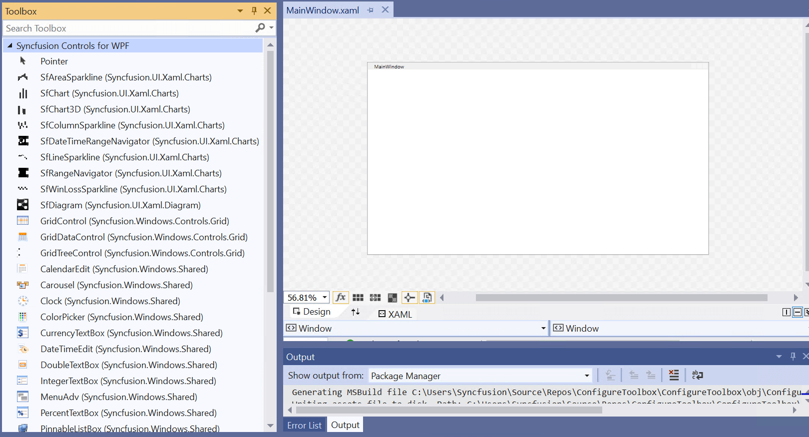 Control listed in the VS Toolbox