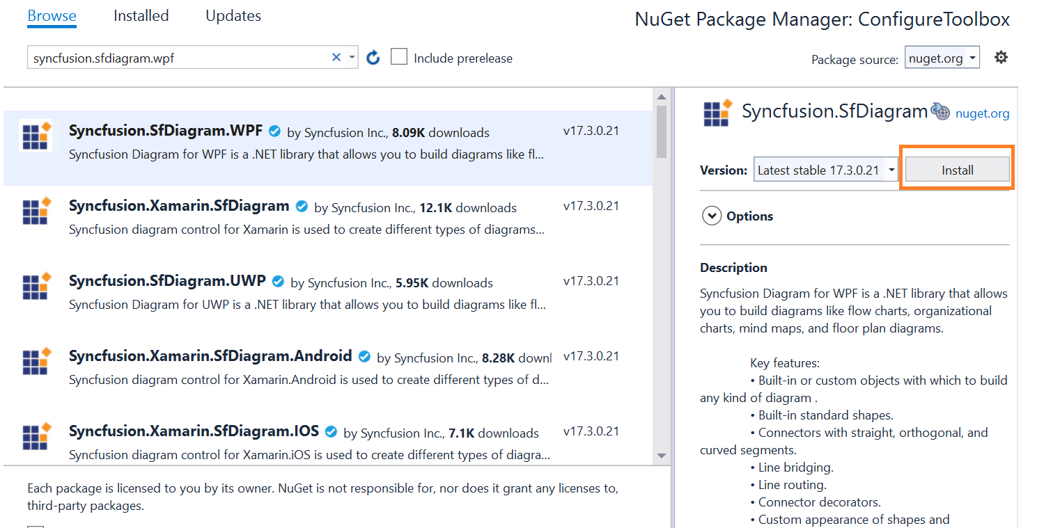 Installing the NuGet package