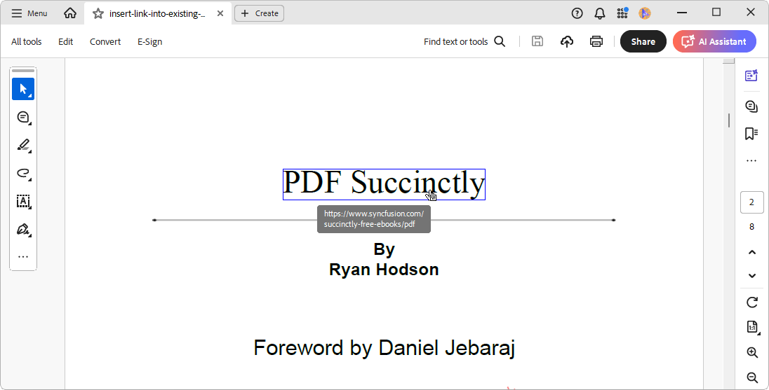Inserting hyperlinks into an existing PDF