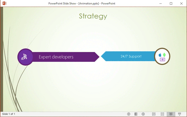 Duration sets animation speed in slides