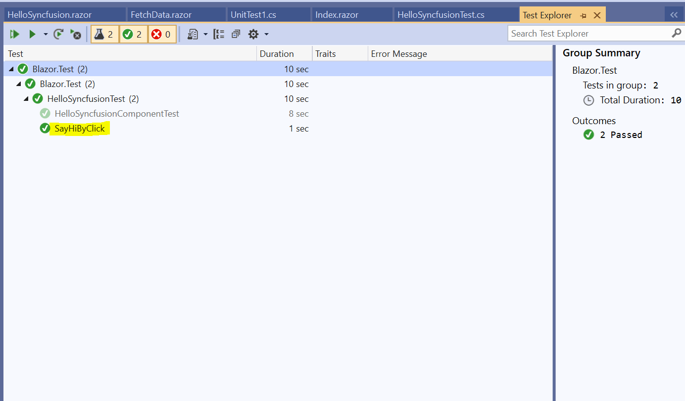Open the Test Explorer and run the test