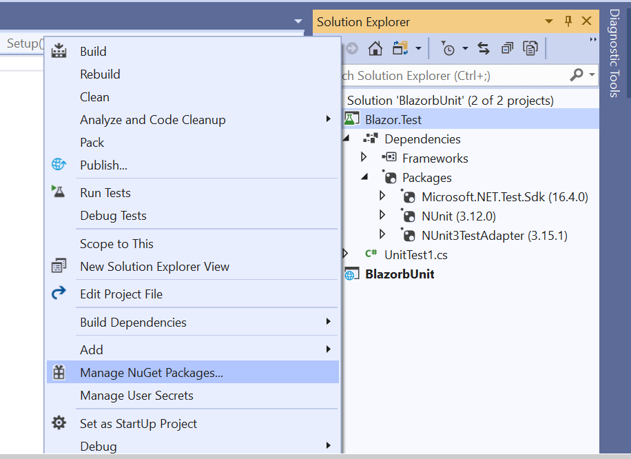 Select Mange NuGet Packages