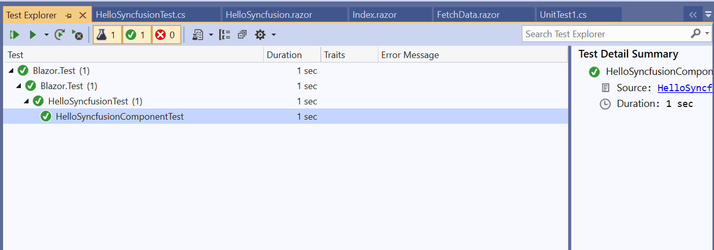 Test run is successful, and the test case passes