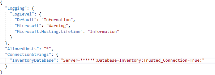 Connection string moved to appsettings