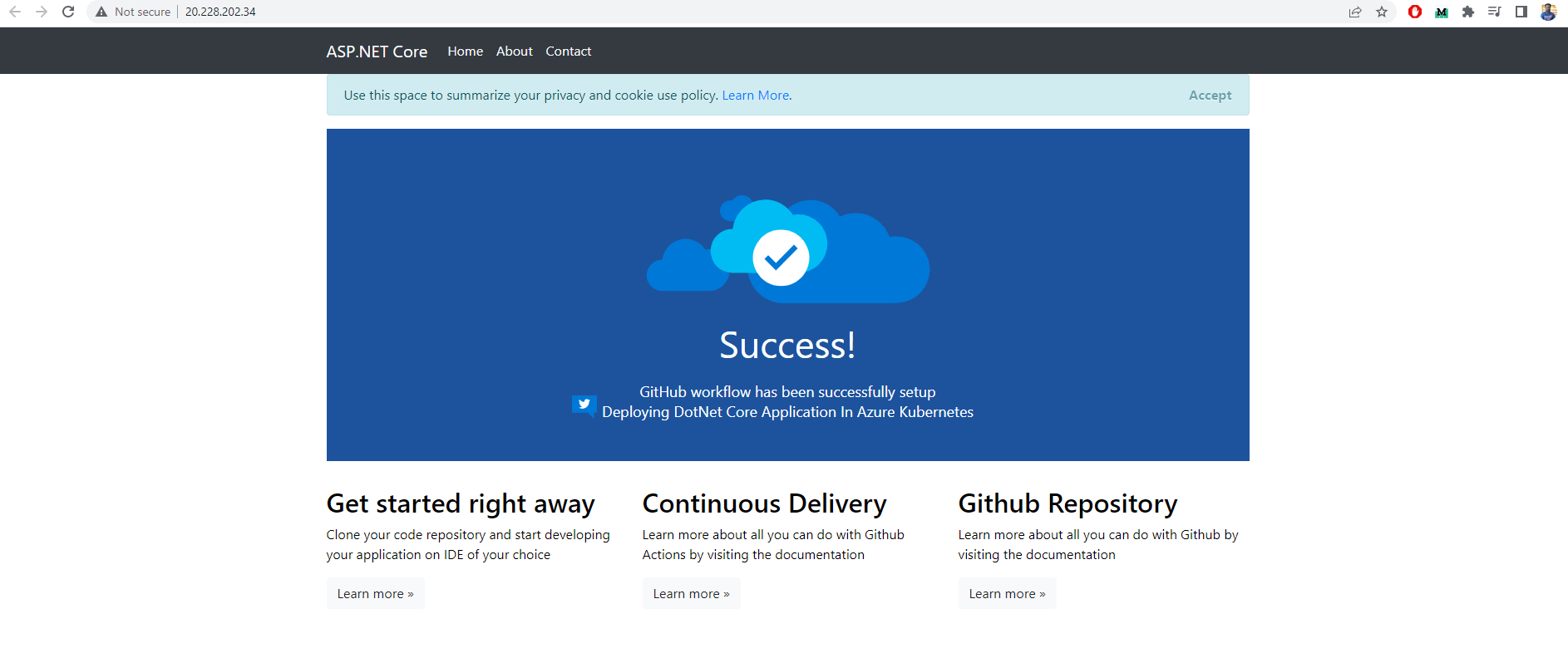 Deploying ASP.NET Core app in Azure Kubernetes