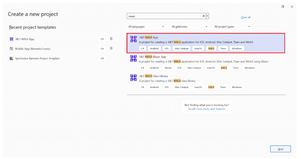 Create a new .NET MAUI application