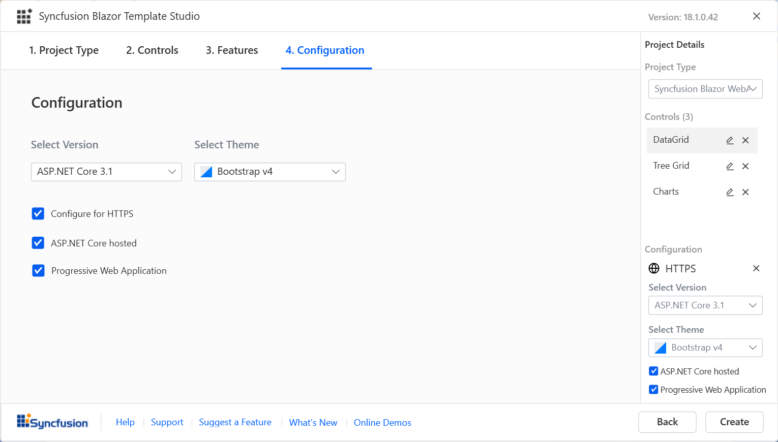 Syncfusion Blazor template Studio - Configuration
