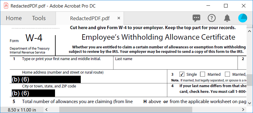 Redact PDF with redaction code