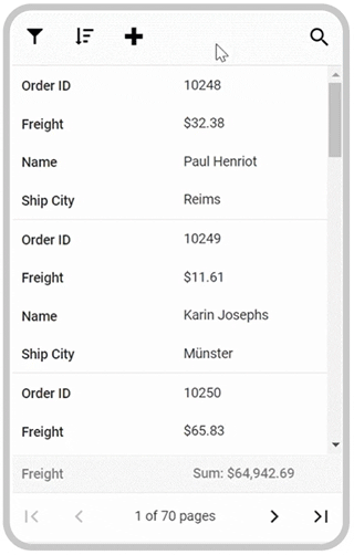 React Data Grid with Adaptive UI Layout