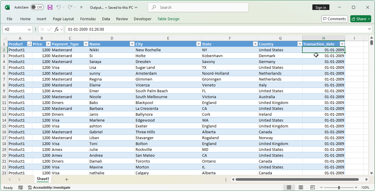 Exporting CSV data to Excel