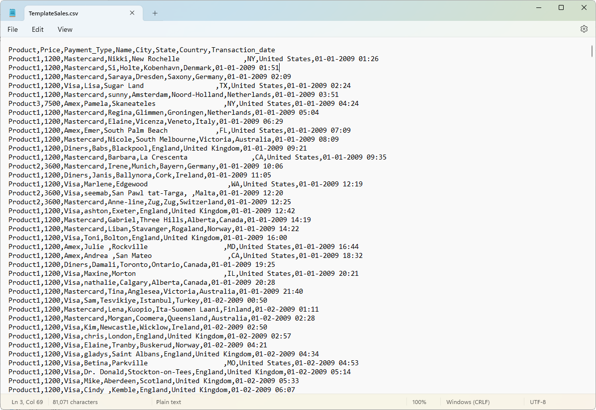 Input CSV fIle