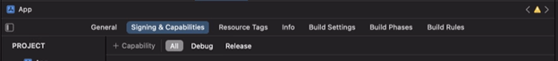 Choose the Signing & Capabilities tab