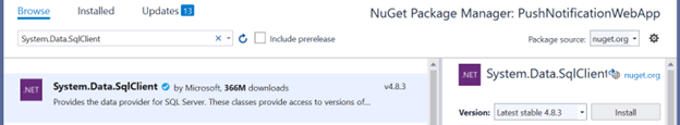 Choose System.Data.SqlClient