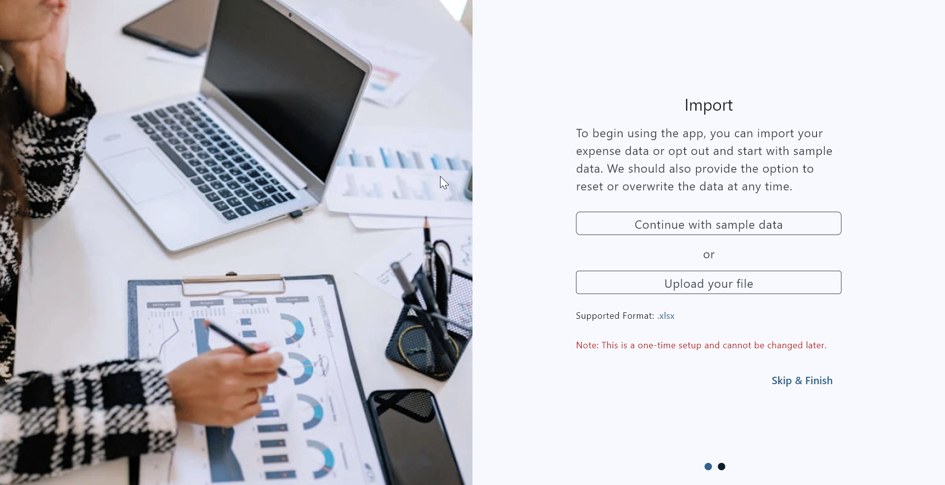 Continue with sample data feature in desktop