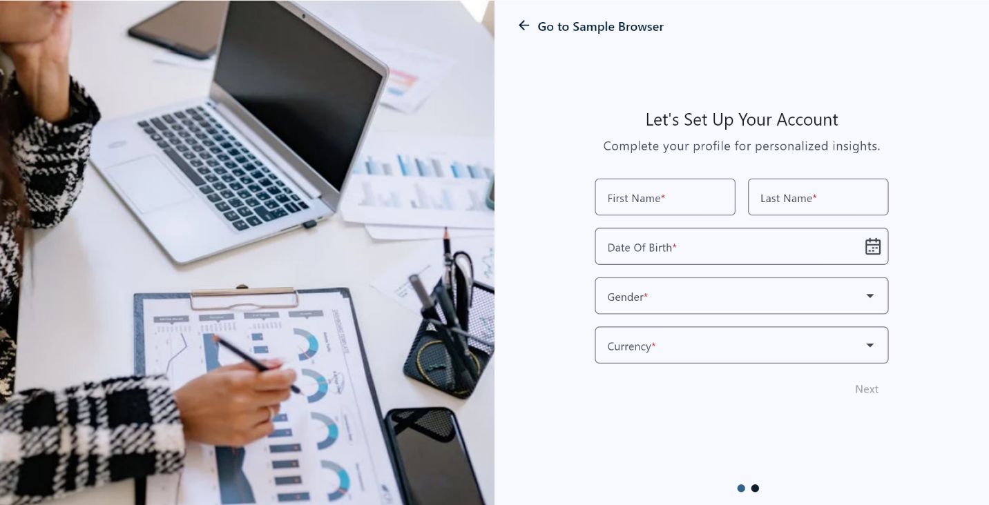 Desktop layout UI setup page