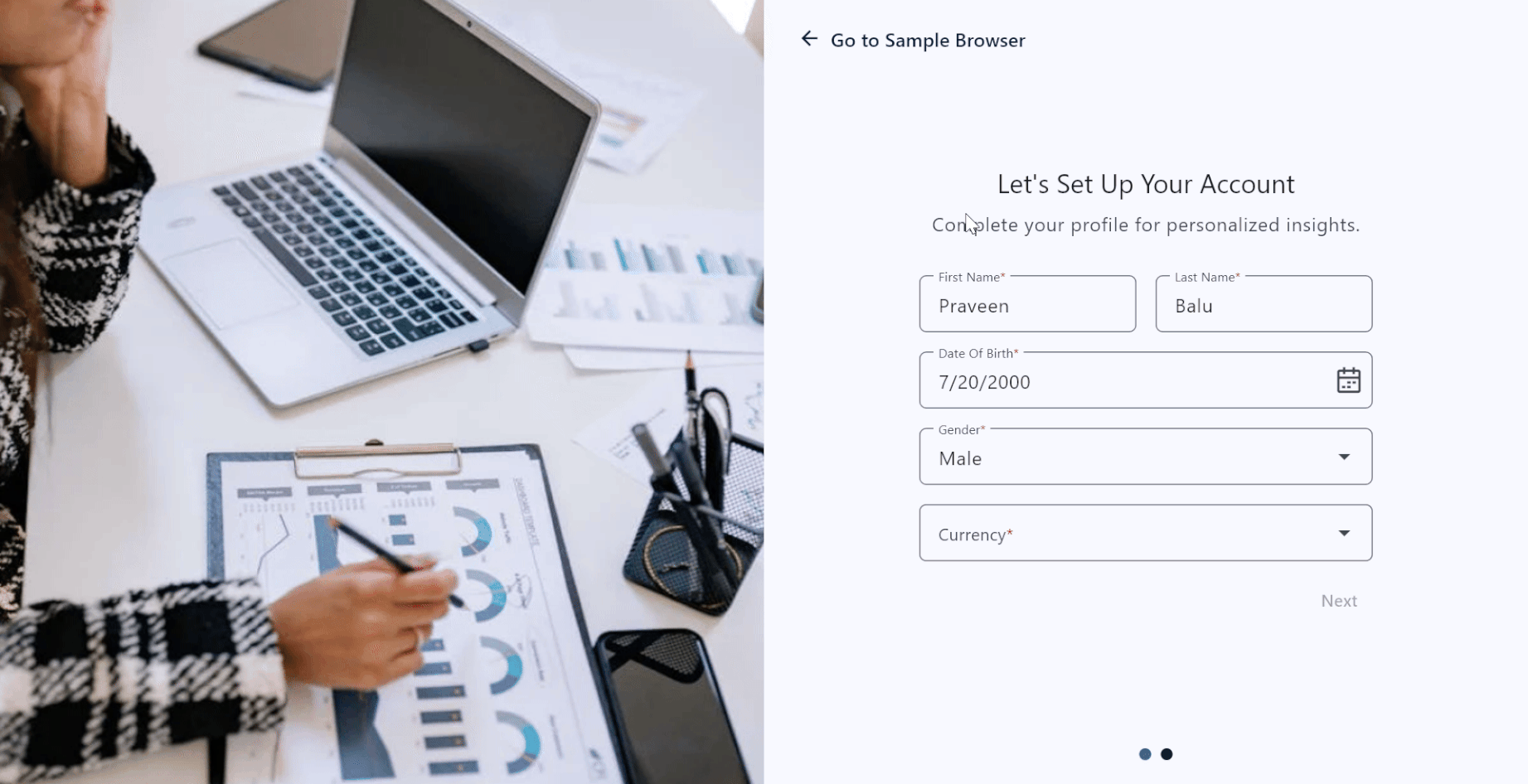Validating input fields on the Setup page
