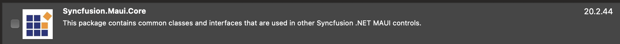 Adding the Syncfusion.Maui.Core NuGet package