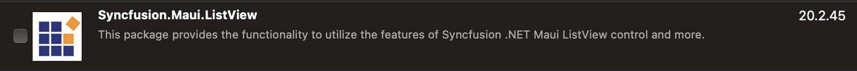 Adding the Syncfusion.Maui.ListView NuGet package