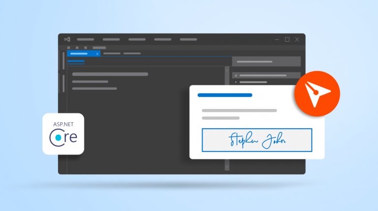 Banner image of eSignature APIs in ASP.NET core blog