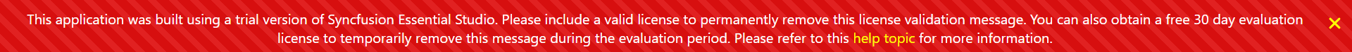License Validation Warning Message