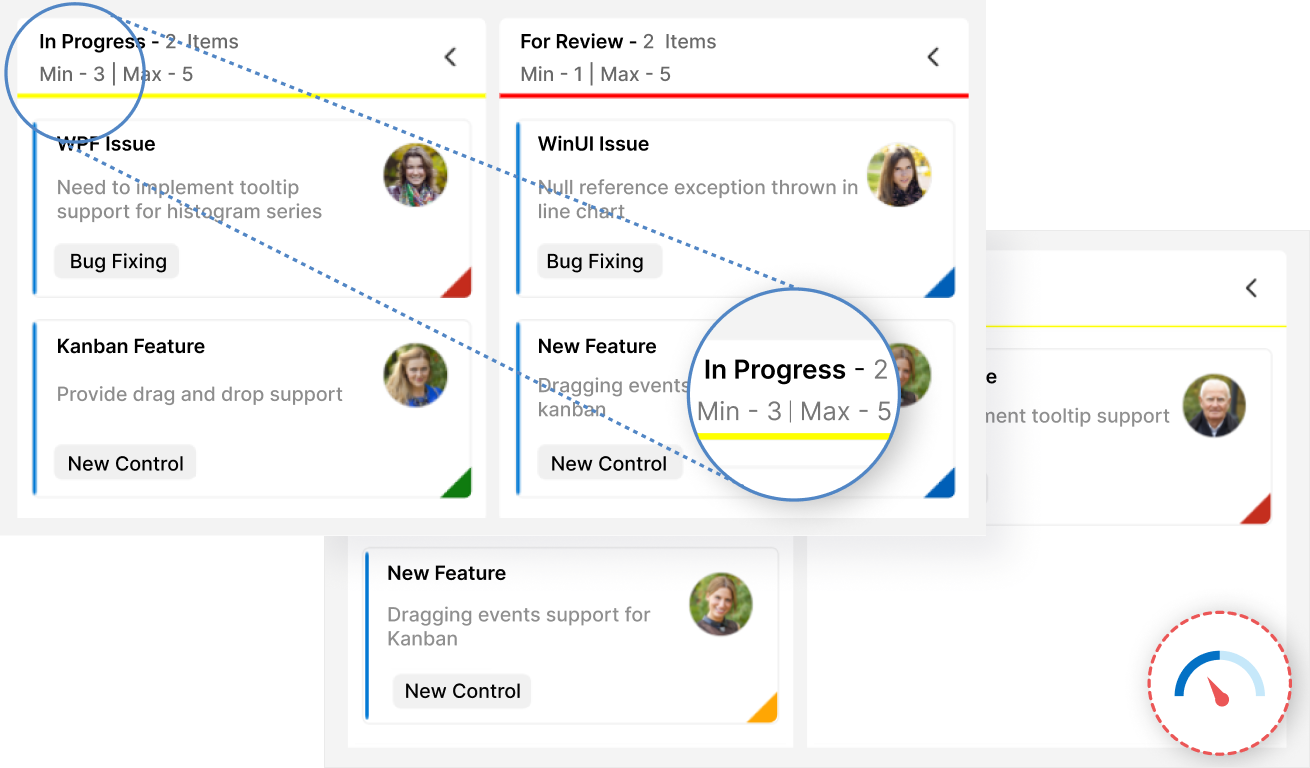 Work-in-progress feature in WinUI Kanban control