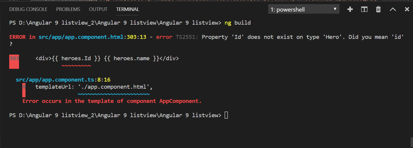 Error showing property Id is not existing