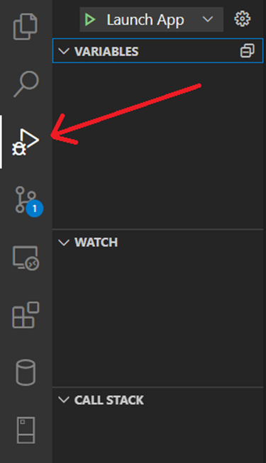 Click on the Debug icon