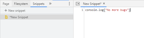 Click New Snippet in the left panel and write your code in the middle panel