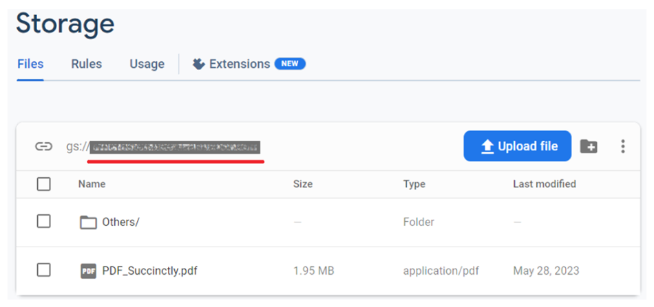 Find storage bucket name in Firebase (after 'gs') for .NET MAUI app