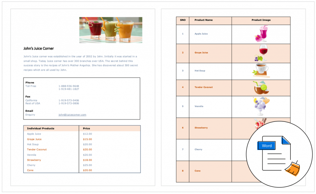 Product catalog generated by using Syncfusion mail merge API