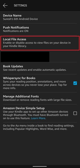 Select the Local File Access option