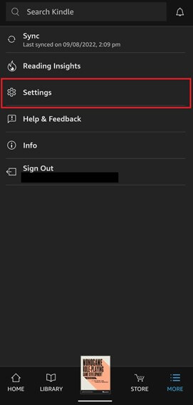 Selecting the Settings option