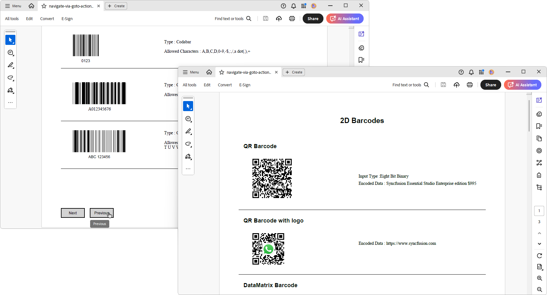 .NET PDF library with GoTo Actions