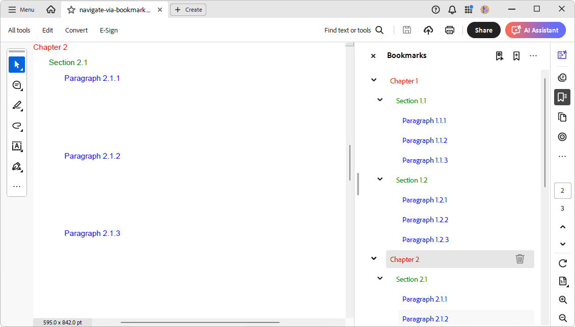 .NET PDF library with Nested Bookmarks