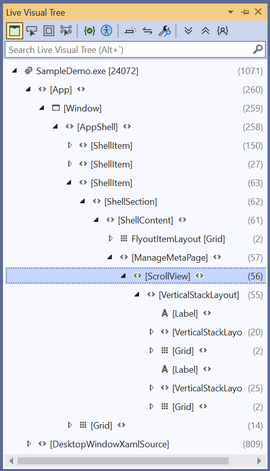 Showing my XAML Code