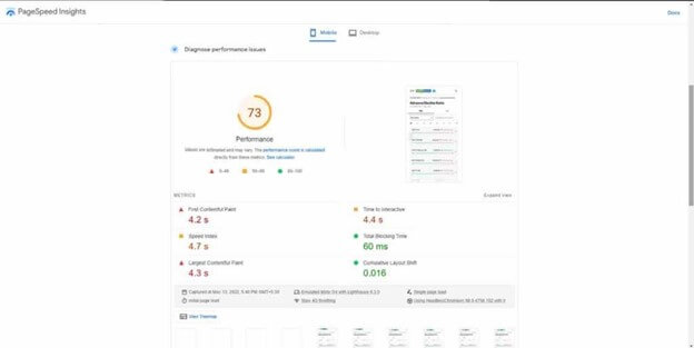 Google page insights result after optimization