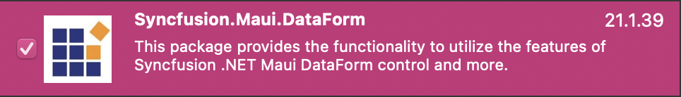 Syncfusion.Maui.DataForm NuGet package