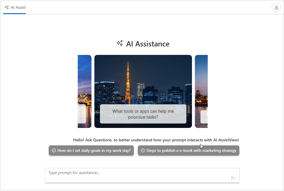 Customization support in smart AI AssistView component