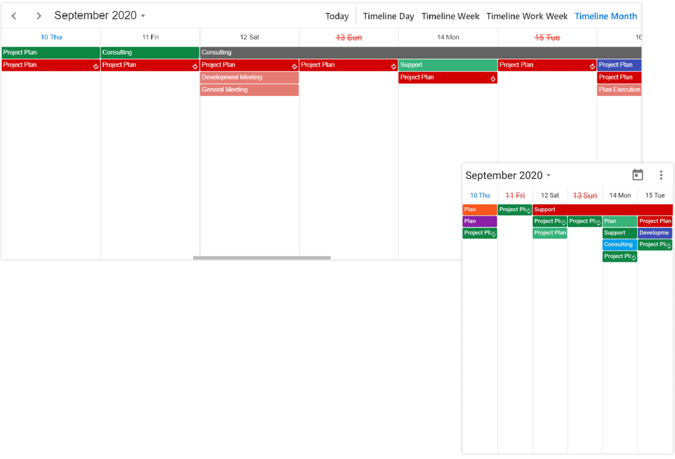 Timeline month view