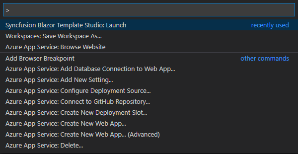 Select the Syncfusion Blazor Template Studio Launch option