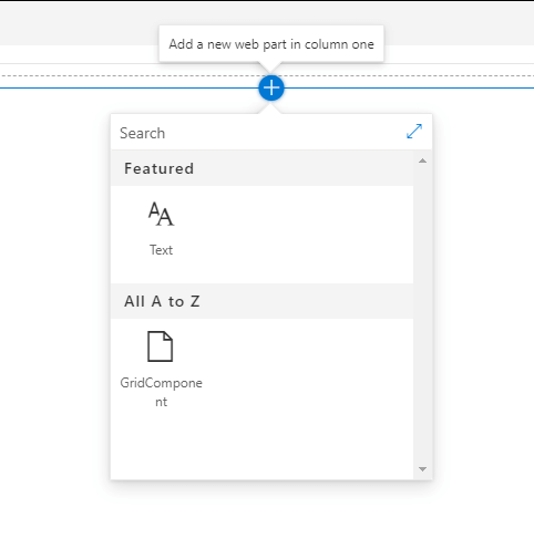 Click the Add a new web part in column one button